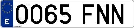 Ejemplo de matrícula española 0065 FNN
