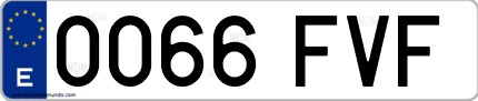 Ejemplo de matrícula de coche ordinaria 0066 FVF