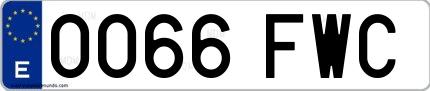 Ejemplo de matrícula española 0066 FWC