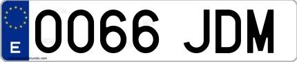 Ejemplo de matrícula española 0066 JDM