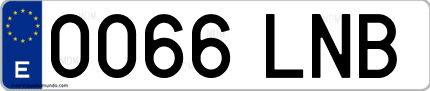 Ejemplo de matrícula de coche ordinaria 0066 LNB
