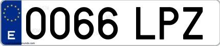 Ejemplo de matrícula española 0066 LPZ