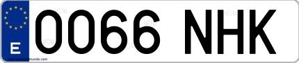 Ejemplo de matrícula española 0066 NHK
