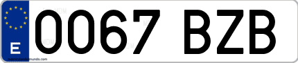 Ejemplo de matrícula de coche ordinaria 0067 BZB