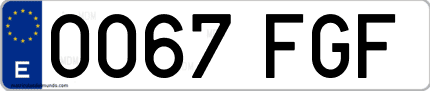 Ejemplo de matrícula de coche ordinaria 0067 FGF