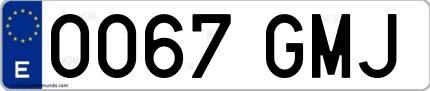 Ejemplo de matrícula española 0067 GMJ