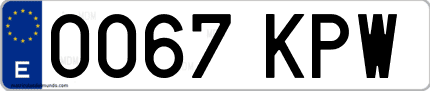 Ejemplo de matrícula de coche ordinaria 0067 KPW