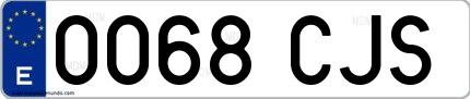 Ejemplo de matrícula española 0068 CJS
