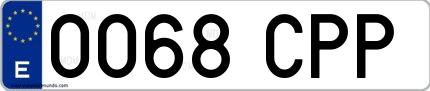 Ejemplo de matrícula española 0068 CPP