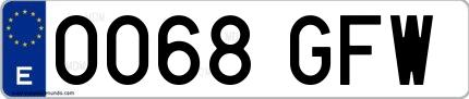 Ejemplo de matrícula española 0068 GFW