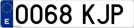Ejemplo de matrícula española 0068 KJP