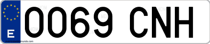 Ejemplo de matrícula de coche ordinaria 0069 CNH