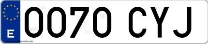 Ejemplo de matrícula española 0070 CYJ