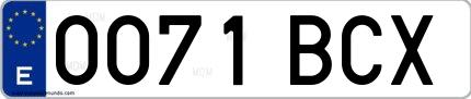 Ejemplo de matrícula española 0071 BCX