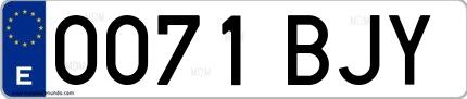 Ejemplo de matrícula española 0071 BJY