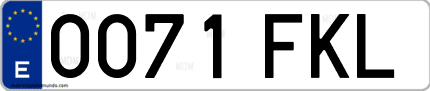 Ejemplo de matrícula de coche ordinaria 0071 FKL
