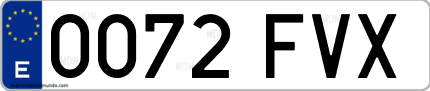 Ejemplo de matrícula de coche ordinaria 0072 FVX