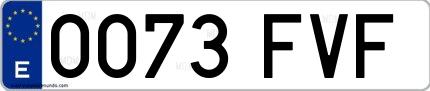Ejemplo de matrícula española 0073 FVF