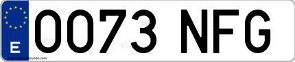 Ejemplo de matrícula de coche ordinaria 0073 NFG