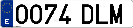 Ejemplo de matrícula de coche ordinaria 0074 DLM