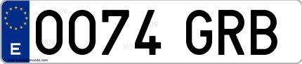 Ejemplo de matrícula española 0074 GRB
