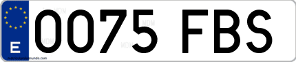 Ejemplo de matrícula de coche ordinaria 0075 FBS
