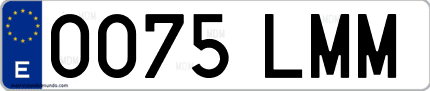 Ejemplo de matrícula de coche ordinaria 0075 LMM