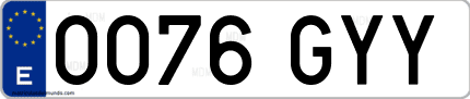 Ejemplo de matrícula de coche ordinaria 0076 GYY