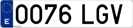 Ejemplo de matrícula española 0076 LGV
