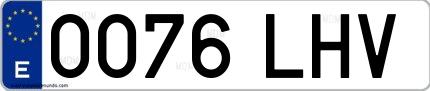 Ejemplo de matrícula española 0076 LHV