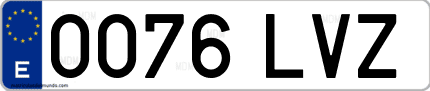 Ejemplo de matrícula de coche ordinaria 0076 LVZ