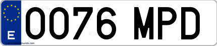 Ejemplo de matrícula de coche ordinaria 0076 MPD