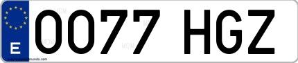 Ejemplo de matrícula española 0077 HGZ