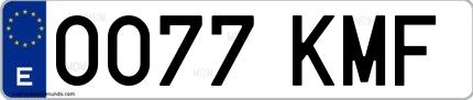 Ejemplo de matrícula española 0077 KMF