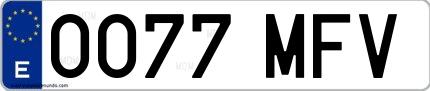 Ejemplo de matrícula española 0077 MFV