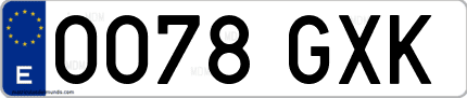 Ejemplo de matrícula de coche ordinaria 0078 GXK