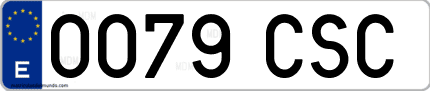 Ejemplo de matrícula de coche ordinaria 0079 CSC