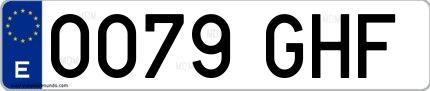 Ejemplo de matrícula española 0079 GHF