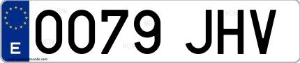 Ejemplo de matrícula española 0079 JHV