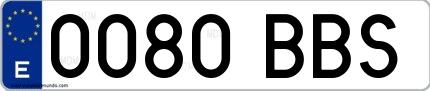 Ejemplo de matrícula española 0080 BBS