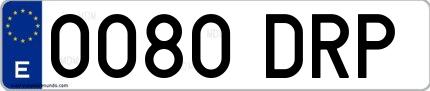 Ejemplo de matrícula española 0080 DRP