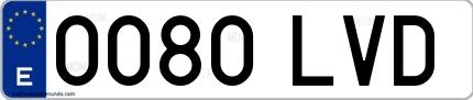 Ejemplo de matrícula española 0080 LVD