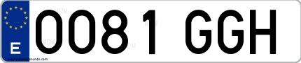 Ejemplo de matrícula española 0081 GGH