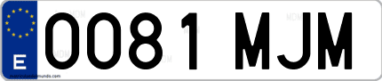 Ejemplo de matrícula de coche ordinaria 0081 MJM