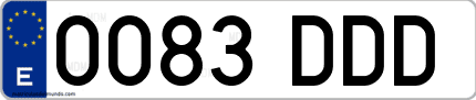 Ejemplo de matrícula de coche ordinaria 0083 DDD