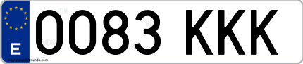 Ejemplo de matrícula de coche ordinaria 0083 KKK