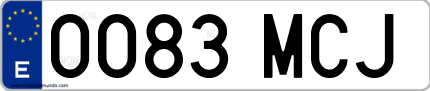 Ejemplo de matrícula de coche ordinaria 0083 MCJ