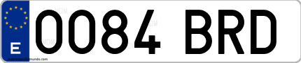Ejemplo de matrícula de coche ordinaria 0084 BRD