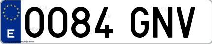 Ejemplo de matrícula española 0084 GNV