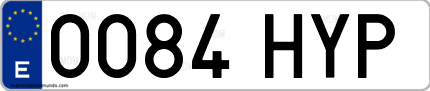 Ejemplo de matrícula de coche ordinaria 0084 HYP